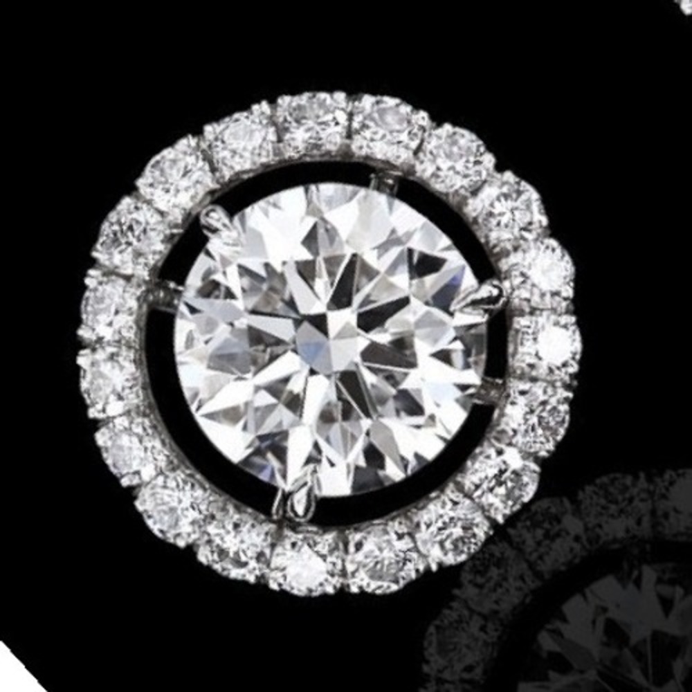 Moissanite 1.0ct Halo Pave' Stud Earrings 925 Sterling Silver D Color Certified - Picture 5 of 8